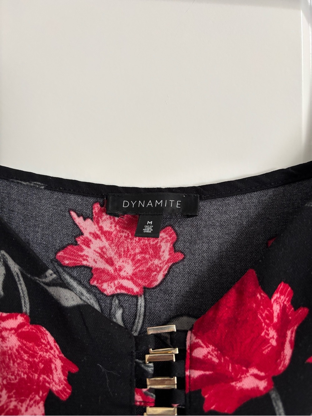 Dynamite Black Camisole with Red Floral Print - Picture 3 of 3